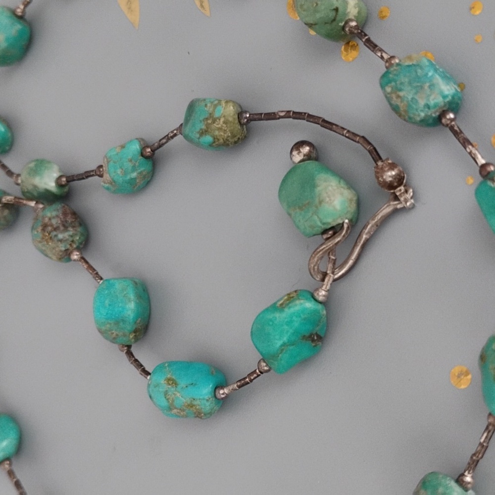 Native American sterling silver turquoise necklace